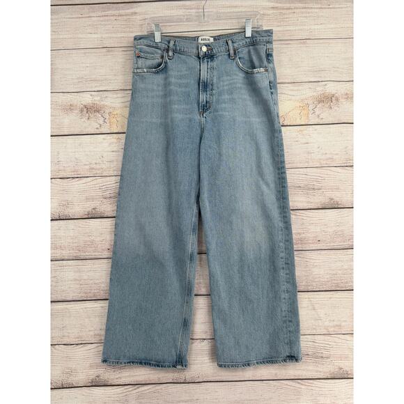 Agolde Denim - Agolde Ren High Rise Wide Leg Relaxed Jeans Womens 32 Blue Light Wash Denim